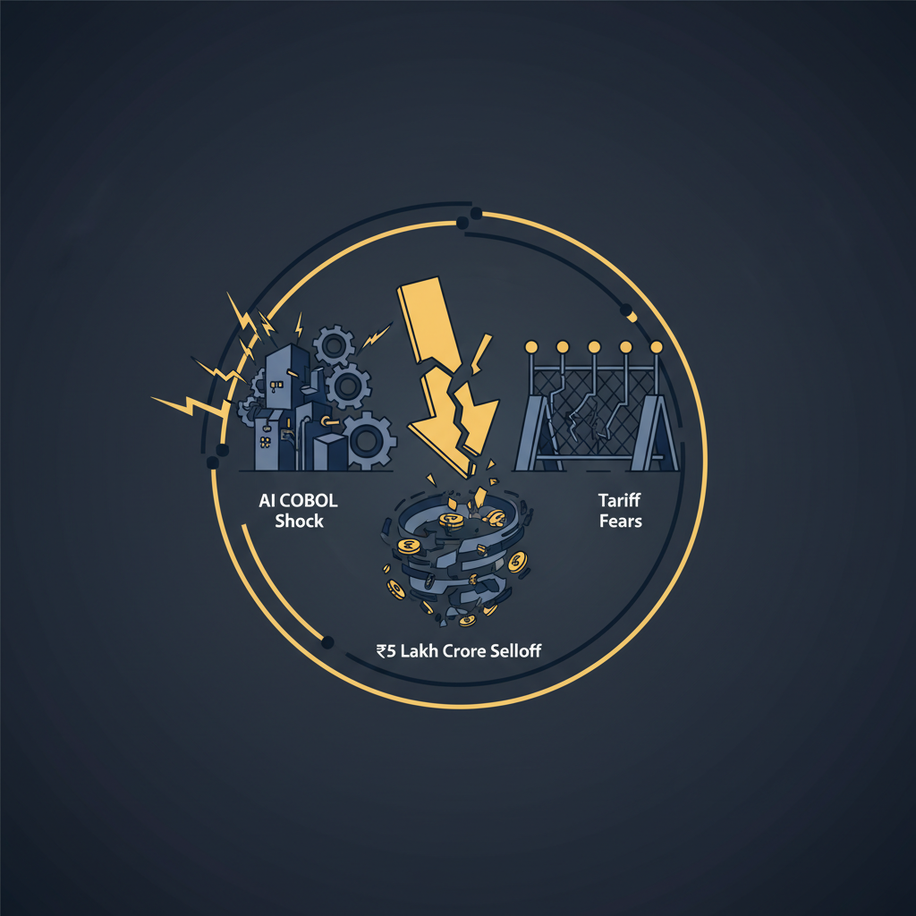 Why Market Is Down Today: AI ‘COBOL Shock’ & Tariff Fears Trigger ₹5 Lakh Crore Selloff